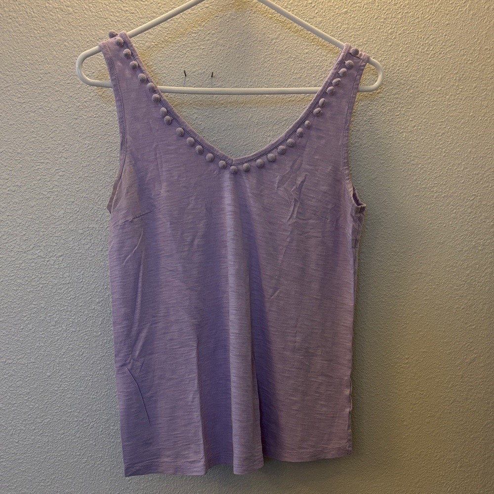 Lilly Pulitzer Gigi Purple Tank Top with Pom-Pom Trim